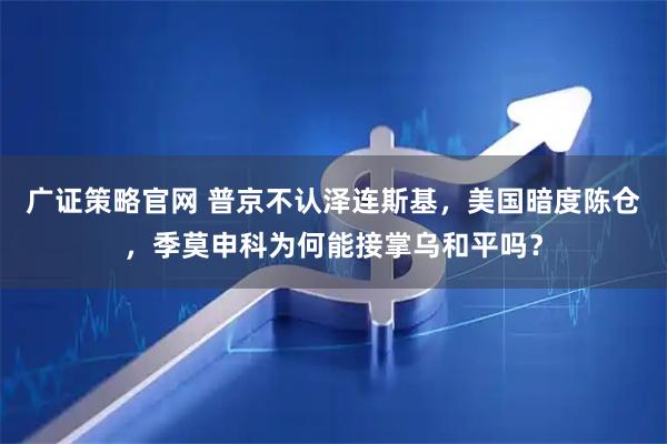 广证策略官网 普京不认泽连斯基，美国暗度陈仓，季莫申科为何能接掌乌和平吗？